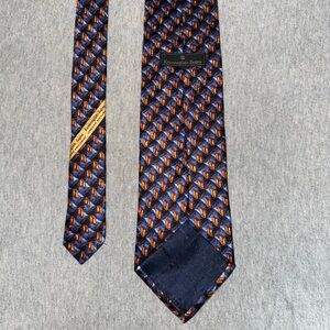 Ermenegildo Zegna Blue and Orange Geometric Silk Tie